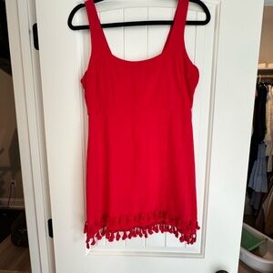 Lulu's Vibrant Red Tank Top with Tassel Hem